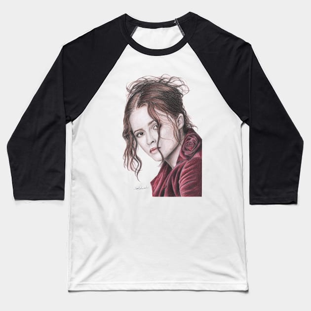 Helena Bonham Carter English Rose Baseball T-Shirt by incloudines